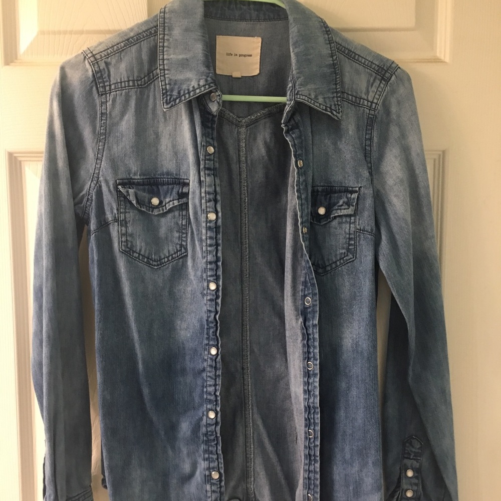 Denim chambray top xs